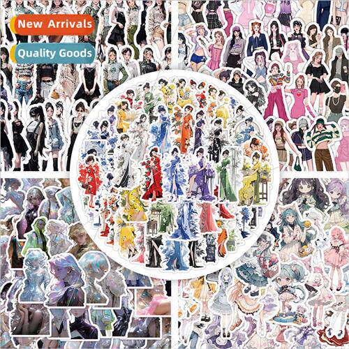 60 pcs of girls wear stickers cartoon cool girl wear cell ph