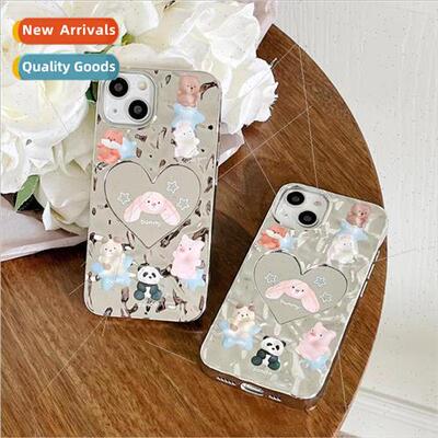 Cartoon Animal Love Mirror 适用 iPhone15ProMax Electroplated