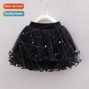 skirts girls net Spring beaded childrens skirt chi versatile