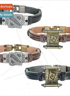 dota2 blade 2 mobile scroll logo leather bracelet bracelet j