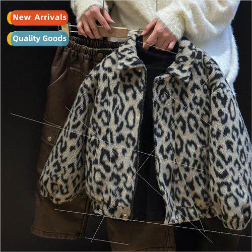 2023 winter new Korean  of the childrens leopard print cotto