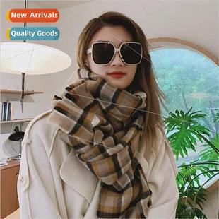 scarf female the soft imita plaid Korean Retro winter