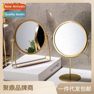 Scandinavian home bedroom desktop iron dresser mirror round