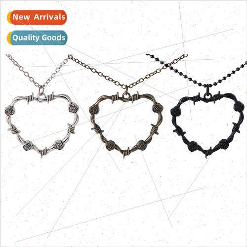Fashion vintage thorn rose necklace ins niche design rose fl