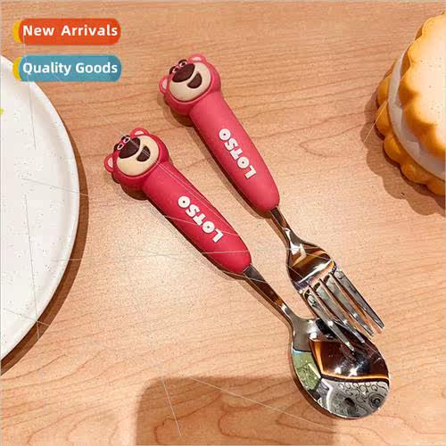 strawberry bear spoon 适用k set cute children eating 304 sta