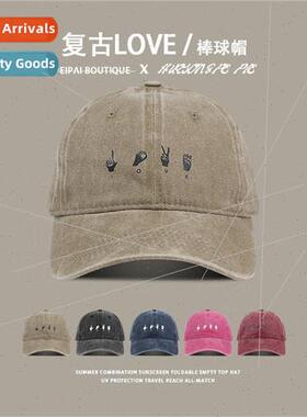 Washed baseball cap female Korea hundreds of soft top anti-u