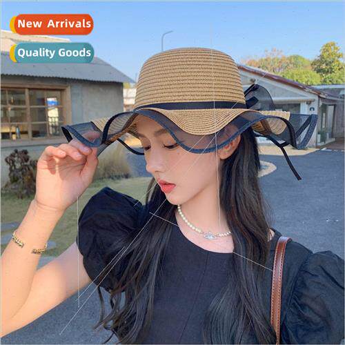 Summer womens straw hat small fresh wave sun hat round top s