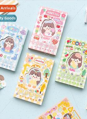 Todays tri-fold note pad sticker set cartoon girl convenienc