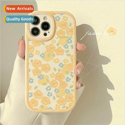 Apple 14/12/11 milky white floral 13PRO phone case fine hole
