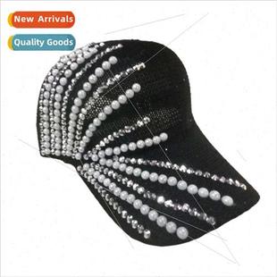 female hollow duck new ton pearl hat rhinestone The knitting