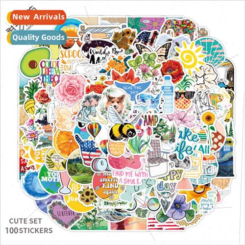 100 summer small fresh ins cute doodle stickers notebook the