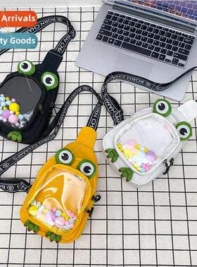 Cartoon cute frog canvas chest bag bag female 2023 new paren
