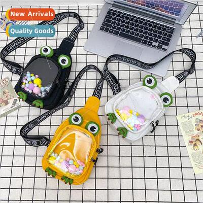 Cartoon cute frog canvas chest bag bag female 2023 new paren
