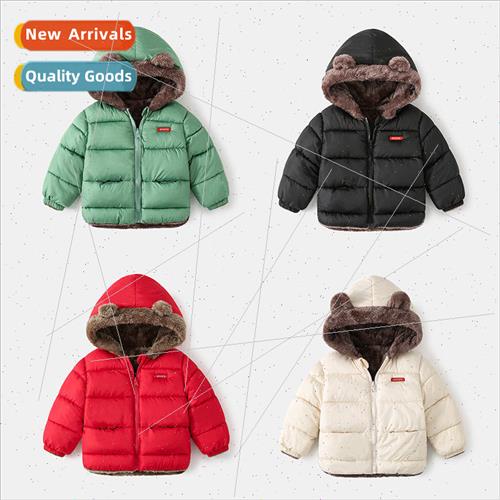 Winter nd thickened childrens cotton jacket casual hooded pa