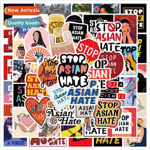 50 Stop Asian Hate Graffiti Stickers Skateboarding Notebook