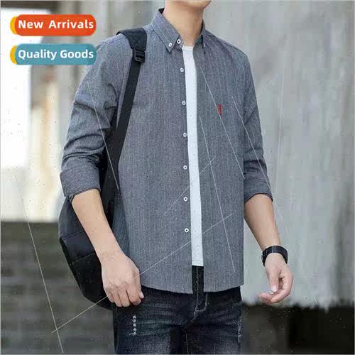 Autumn long-sleeved shirt men Korean nd versatile plaid shir