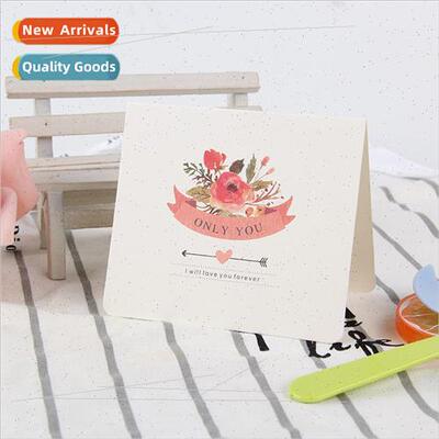 Greeting card small fresh flower system folded blessing card
