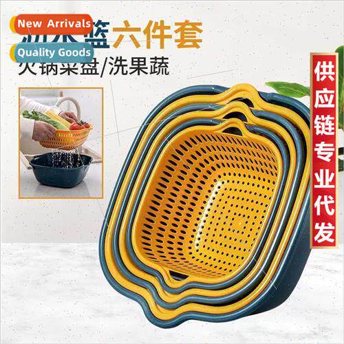 Double hollow dishwashing basin draining basket kitchen stor