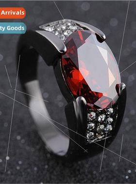 Ruby Ring Black Gunmetal Black Gold Plated Mens and Womens R