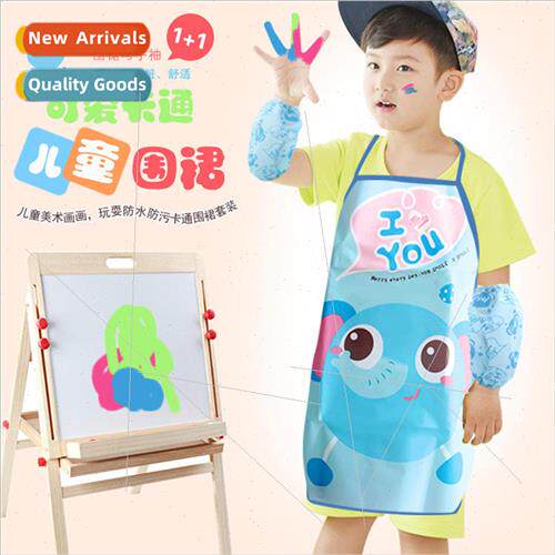 Cartoon childrens apron painting waterproof painting clothes