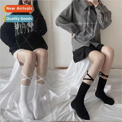 Tie socks fried set women cross mid-calf stockings ins  Japa