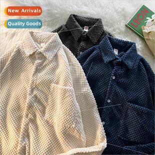 Corduroy shirt mens long-sleeved ins Hong Kong  design sense