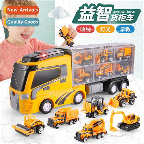 Childrens engineering car stowage container fire truck model