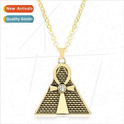 New Creative Hawk Head God Horus Eye Pyramid Pendant Necklac