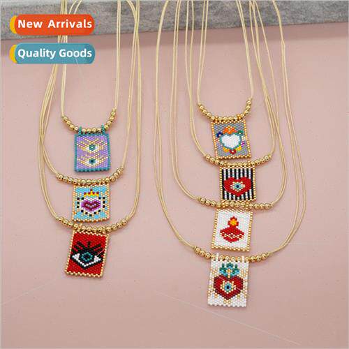 Bohemian  Japanese rice beads hand-woven crown peach heart e