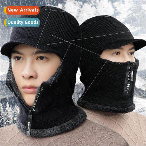 Hat mens winter warm padded wool cap neck one fall and winte