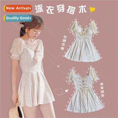 Summer Retro One-piece Womens Swimsuit Conservative Belly Sh