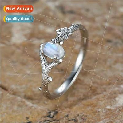 Ring Creative Fashion mple Natural Moonstone Ring Female Tem