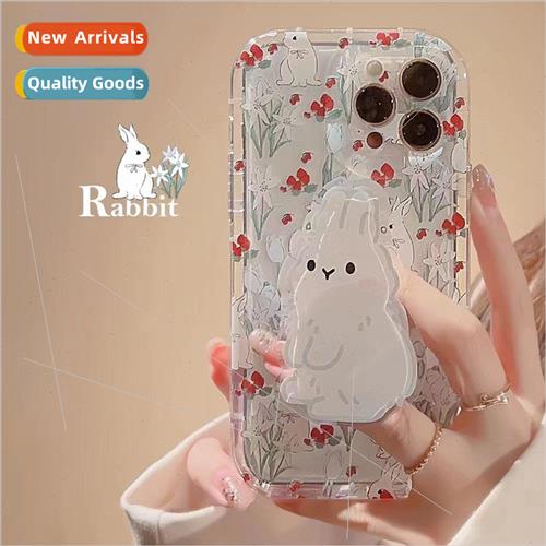 Full screen cranberry white rabbit stand iPhone12Pro/13 high