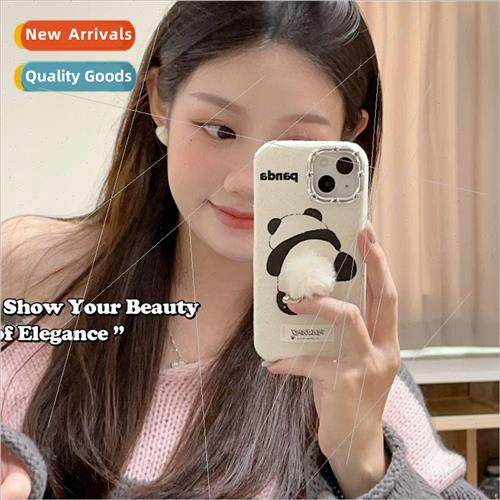 Cartoon ins cute fur ball panda 适用 15ProMax new iPhone 14