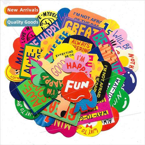 Colorful text English handbook stickers 38 stickers diary lu