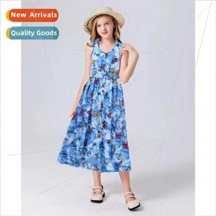 Pink Kids Girls Sleeve Dre Hollow Printed Back Short Dresses