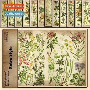 Illustrated pcs diy collag Vintage handbook Flower