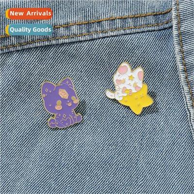 New cartoon cute cat brooch holding stars cat animal creativ