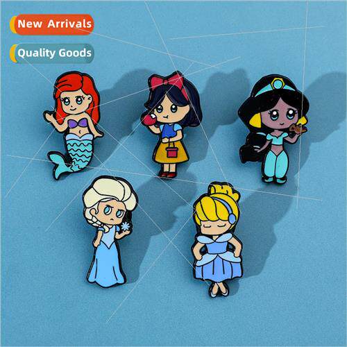 Cute cartoon princess brooch mermaid Snow White Queen Elsa m