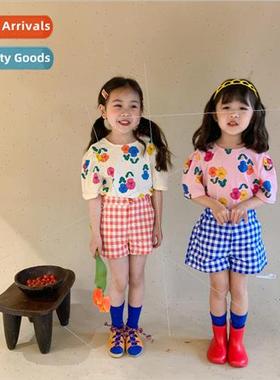 childrens T-shirt 2023 summer new girls Korean  of the flowe