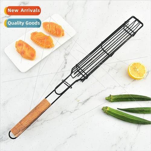 Grill Hot Dog Grill Basket BBQ Wooden Sausage Grill Clip Cor