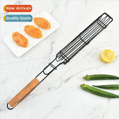 Grill Hot Dog Grill Basket BBQ Wooden Sausage Grill Clip Cor