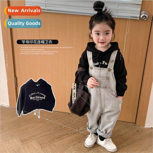 Childrens suit 2023 fall and winter letters embroidered hood