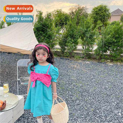 girls dress 2022 summer new Korean  of the big bow childrens