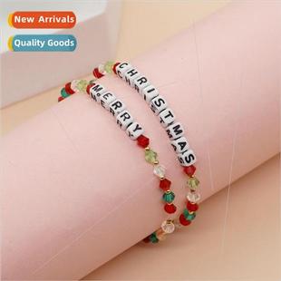 Womens Beaded Bracelet Merry Family Crystal Christmas Beads