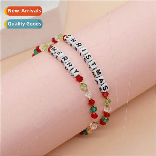 Crystal Beads Beaded Womens Bracelet Merry Christmas Family
