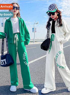 2023 new childrens clothing girls casual suit middle and lar