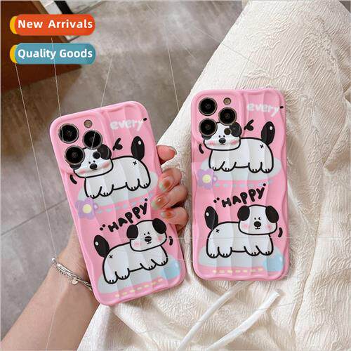 Pastel White Dog Apple 14ProMax Stereo Stripe Apple 13 Women
