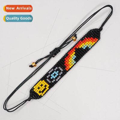 New friendship rope rice bead weaving personalized smiley fa