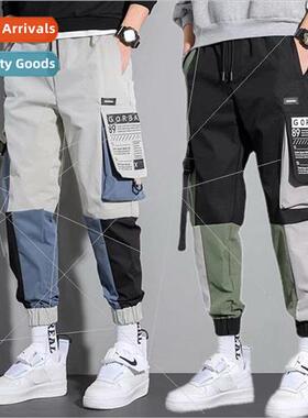 Spring and Autumn drawstring leg work pants mens students in